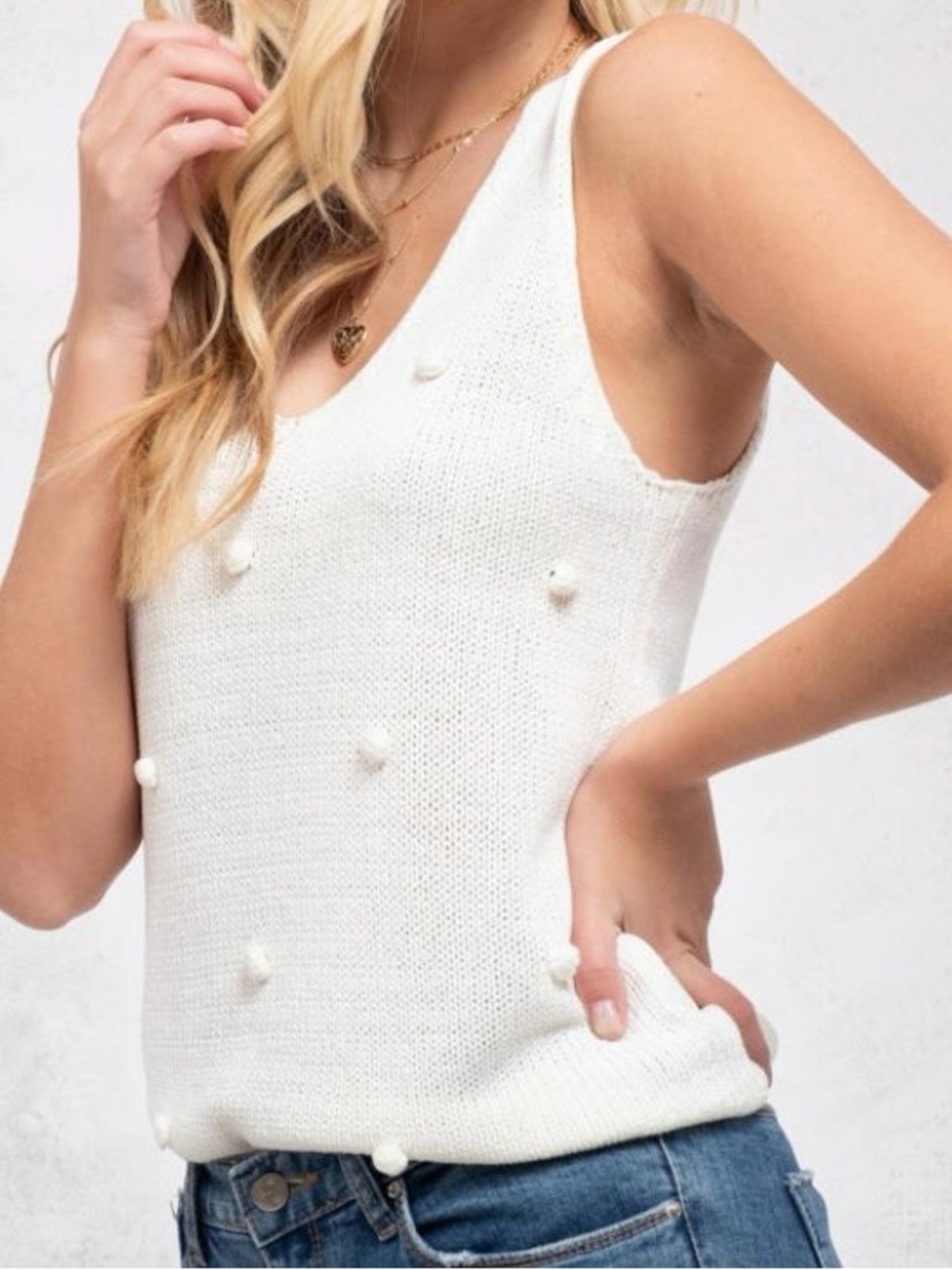 Blu Pepper pompom knit tank